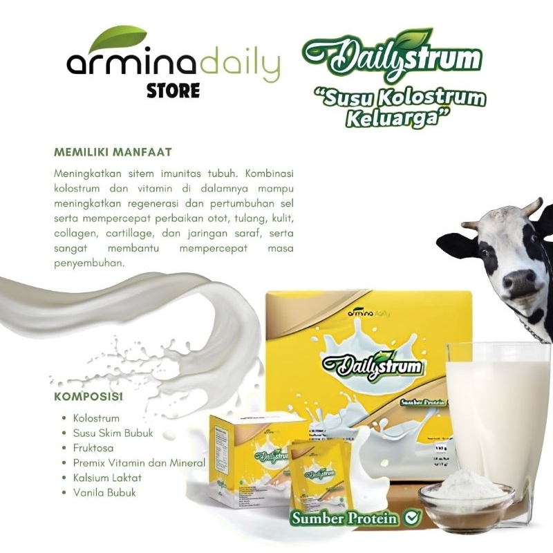 

SUSU DAILY STRUM susu kolostrum susu dailystrum ( 1 BOX ISI 10 SACHET) dailystrum arminadaily Susu kolostrum