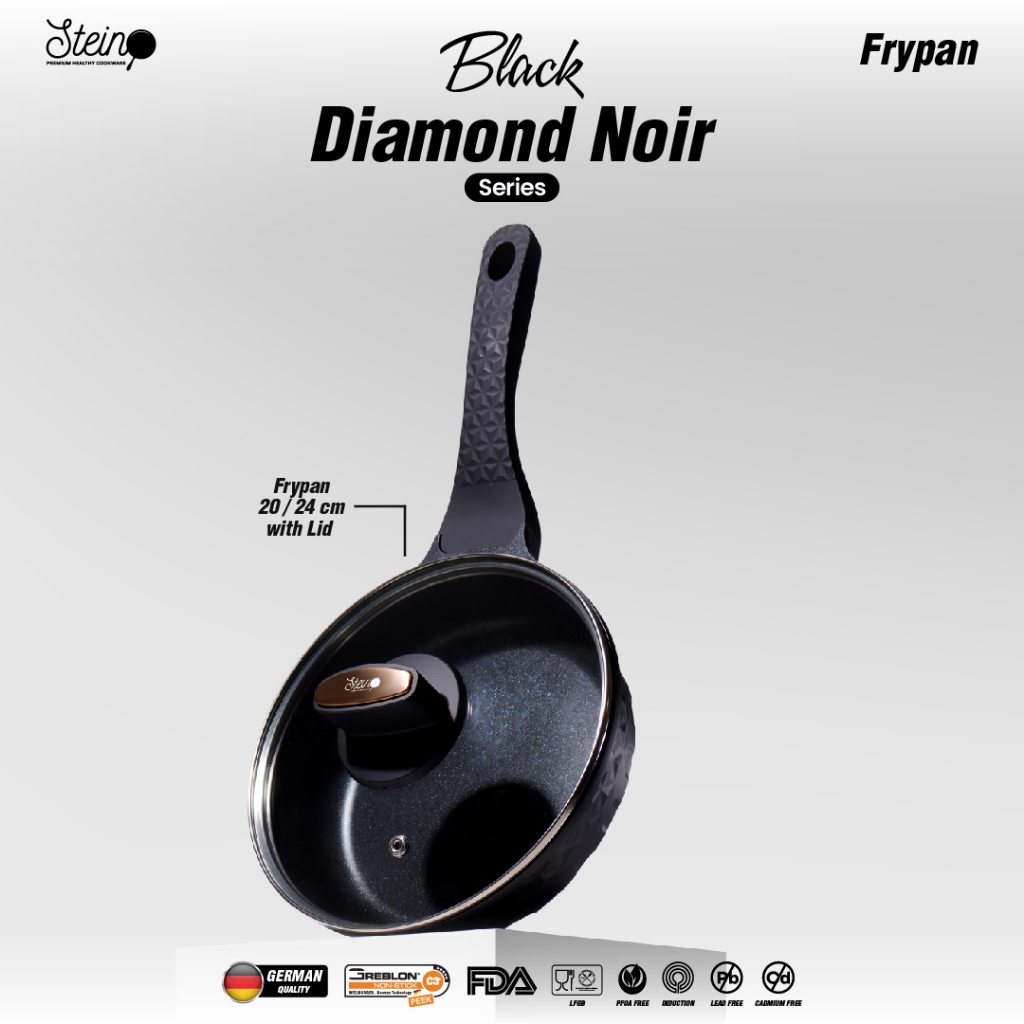STEIN Black Diamond Noir Frypan | Panci Penggorengan + Tutup
