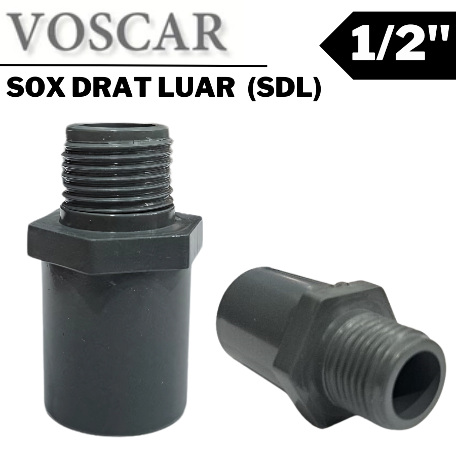 VOSCAR SAMBUNGAN PIPA PVC SDL AW 1/2 SOCK DRAT LUAR AW 1/2 INCH VOSCAR VALVE