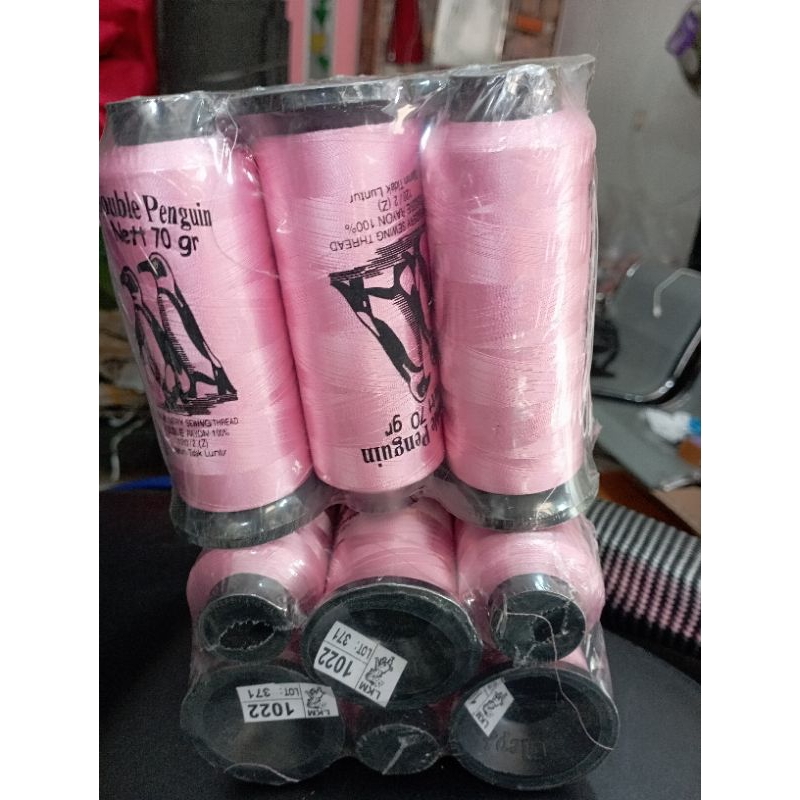 benang bordir rayon doble pinguin PINK.1022
