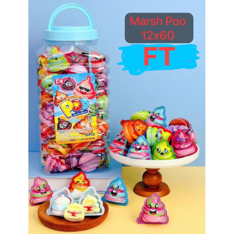 

permen marshmallow poo 60 pcs/toples