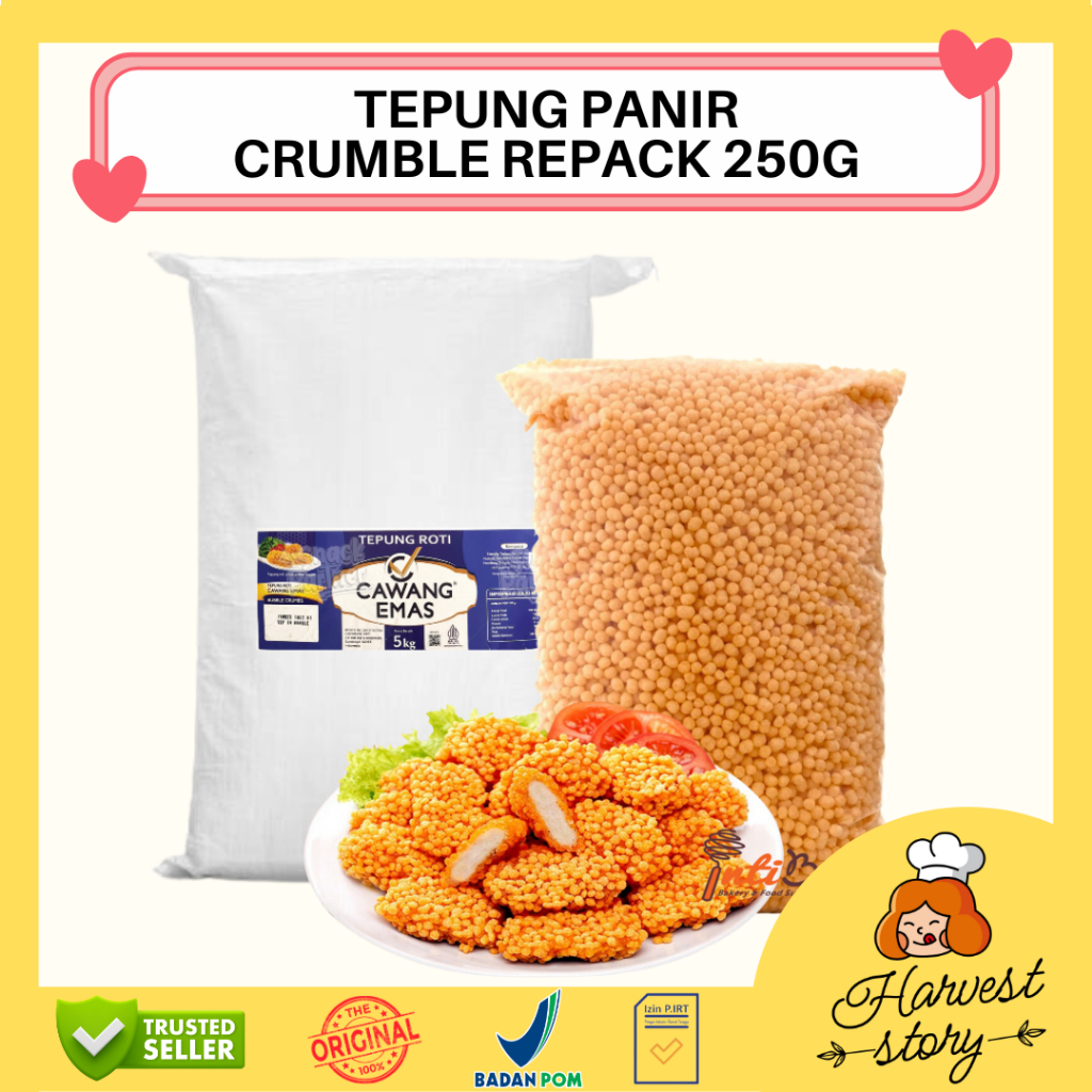 

CAWANG EMAS BUBBLE CRUMBS 250GR KEMASAN REPACK / TEPUNG ROTI NUGGET / BUBBLE NUGGET