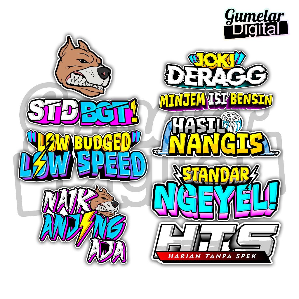 

STIKER PACK ISI 8 STANDAR NGEYEL LOW BUDGED LOW SPEED JOKI DERAGG HTS
