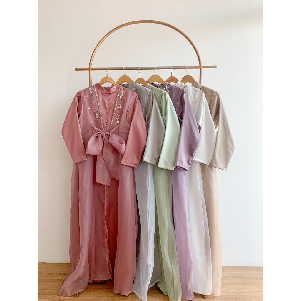 GROSIR LV456 (6pcs) - Dress Organza - Longdress Busana Muslim Wanita - Dress Kondangan Gamis Lebaran