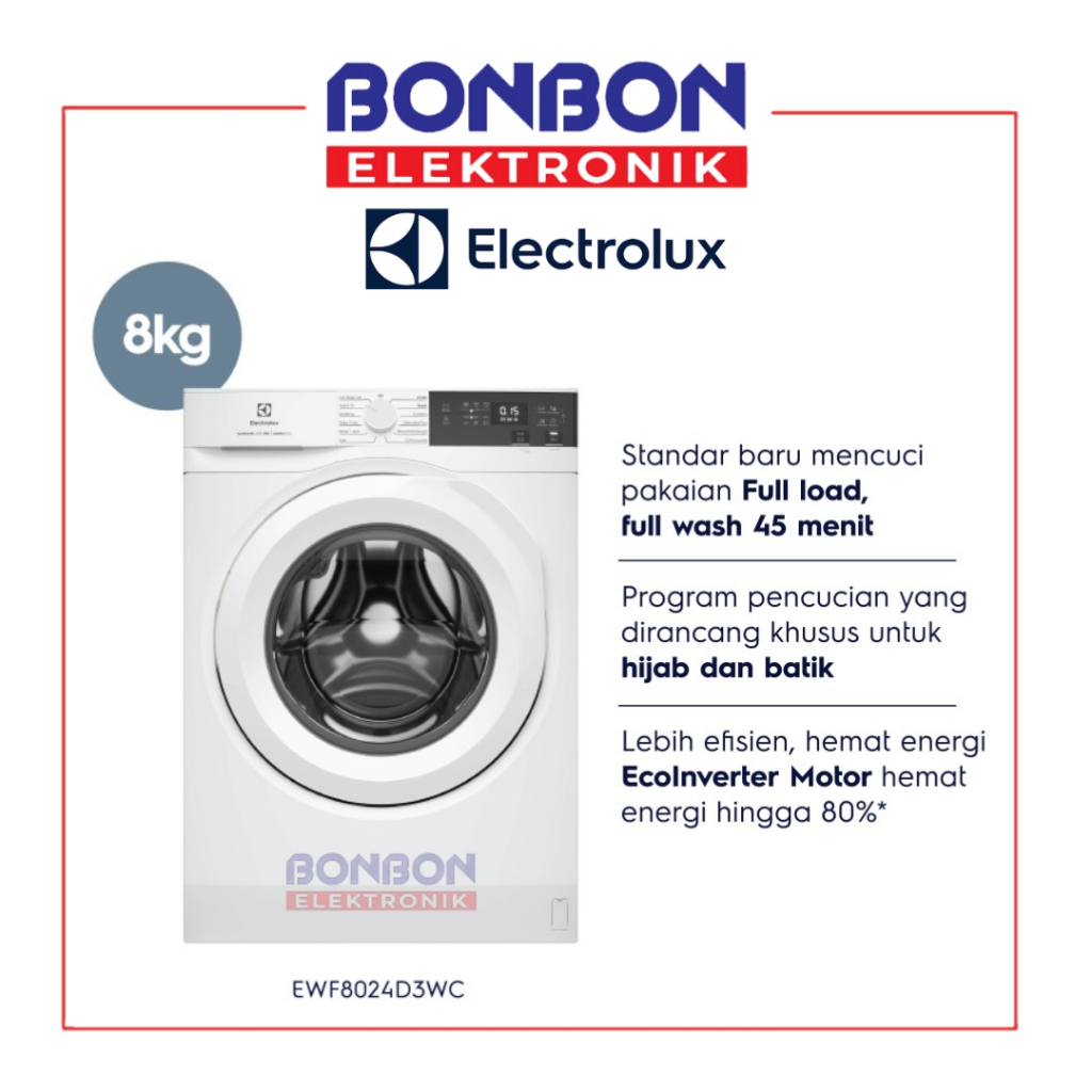 Mesin Cuci Front Loading Electrolux EWF8024D3WC 8Kg Putih