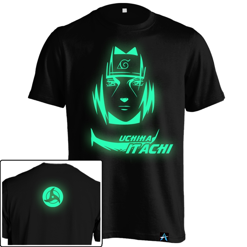 Kaos Uchiha Itachi Glow In The Dark ANM-12 Baju Anime Nyala Dalam Gelap Cotton Combed 24s