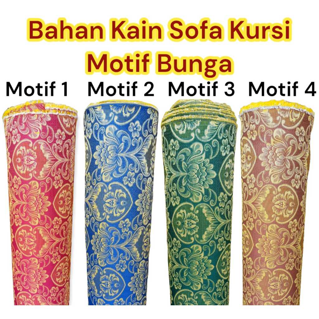 RB Bahan Kain Sofa Kursi Jok Sopa Kantor Tamu Kayu Jati Jepara Premium Motif Bunga Import Tebal