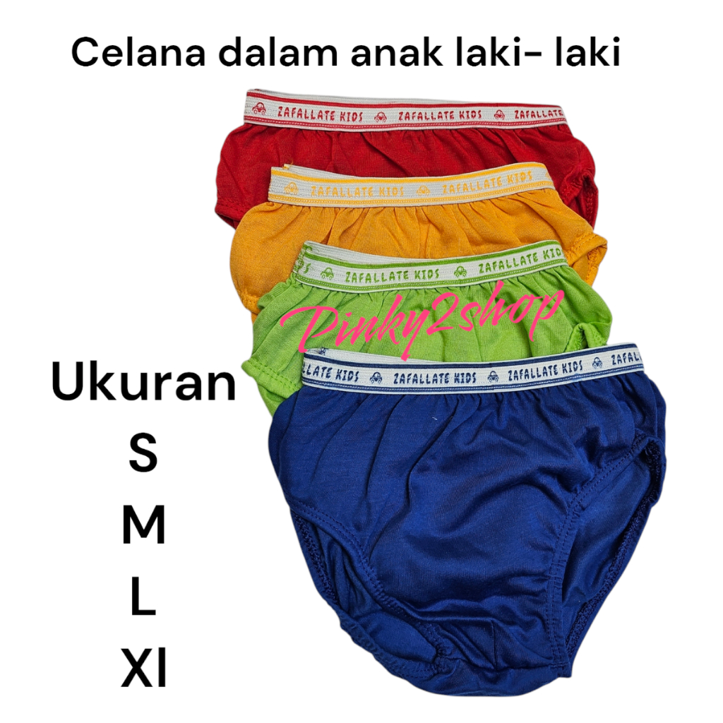 CELANA DALAM ANAK LAKI-LAKI SEMPAK KATUN POLOS CD HARIAN ANAK KARET BAN LUAR UKURAN S,M,L,XL