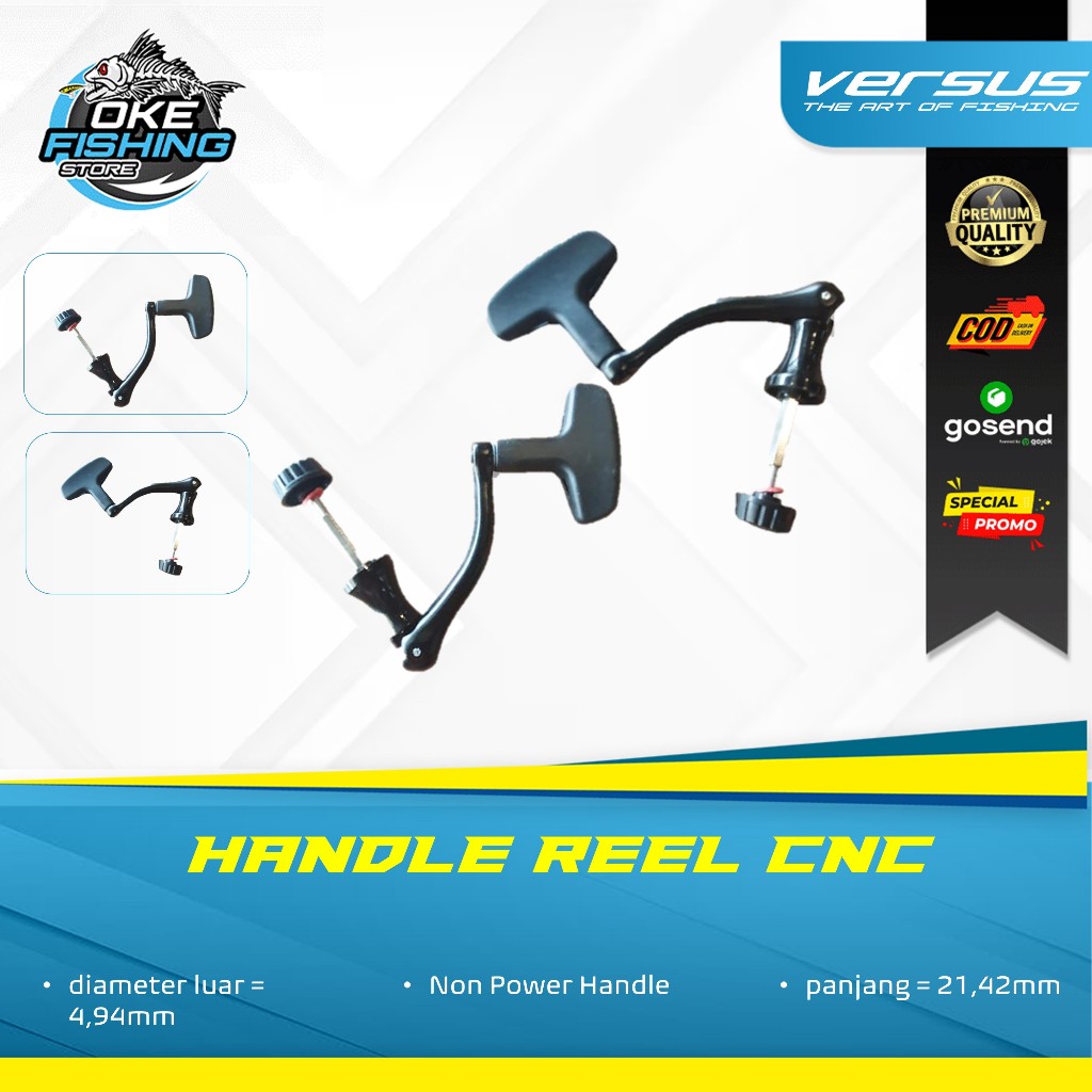 Handle Reel CNC Aluminium T-Knob Non Power Handle – Cocok Reel 1000–6000