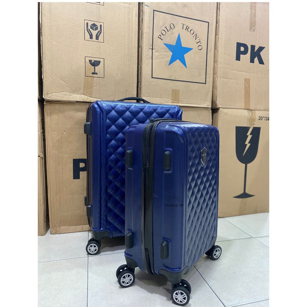 TERBARU KOPER FIBER POLO 20INCH 24INCH SET ORIGINAL 100% ZIPPER RODA PUTAR 360DERAJAT SEKAT KAIN &