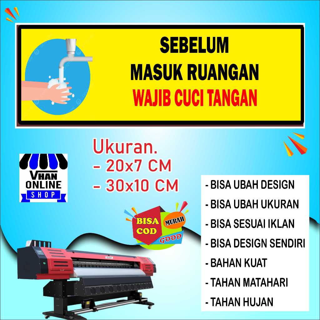 

Cetak Stiker Tulisan Wajib Cuci Tangan Bahan Glosy Kuning