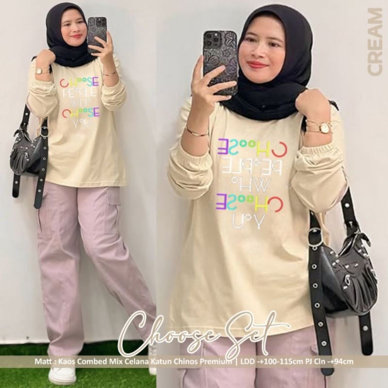 Setelan Celana Choose Setelan Celana Combad Mix Chinos Cewek LD 100-115cm