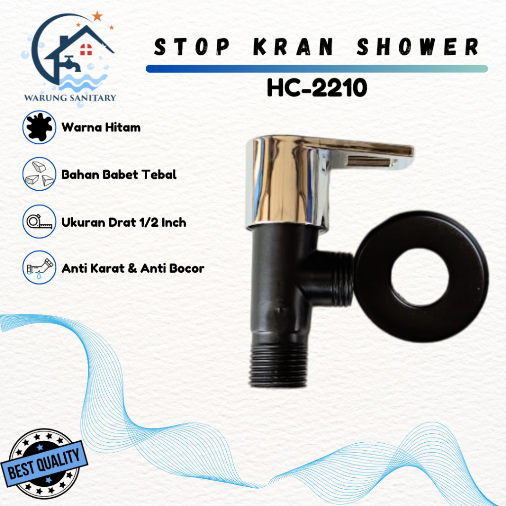 STOP KRAN SHOWER SINGLE / KRAN SHOWER 1 LUBANG / STOP VALVE KRAN SHOWER HITAM