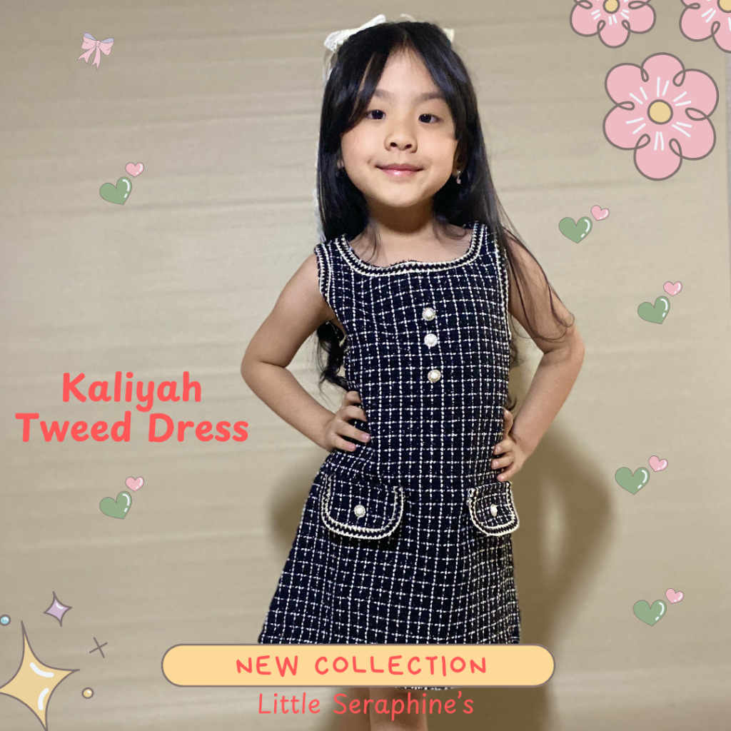 DRESS ANAK BAJU ANAK Kaliyah Tweed Dress Anak Perempuan Import Premium