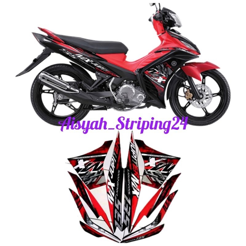 STIKER STRIPING LIS LES POLET BODY MOTOR YAMAHA JUPITER MX NEW 135 2014 HITAM MERAH