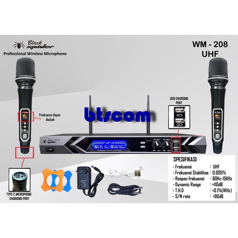 Black Spider mic wireless rechargeble BlackSpider wm208 Black Spider mikrofon cas Black Spider Micro