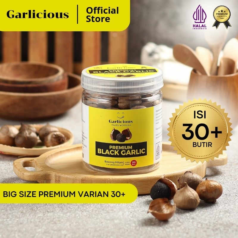 

Garlicious Premium Black Garlic medium size isi 30+ butir bawang hitam