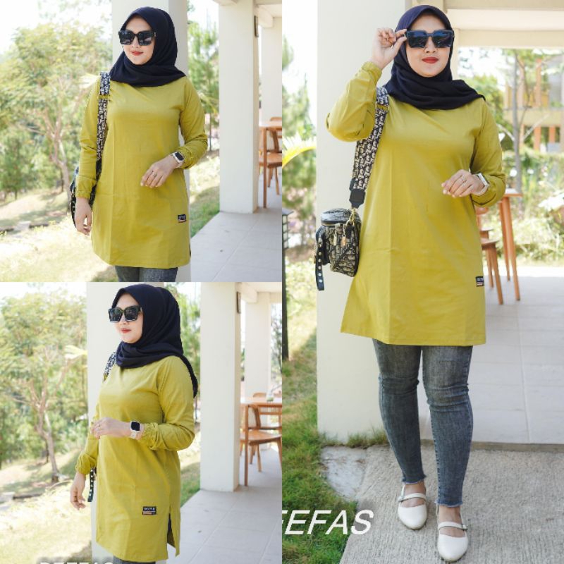 TUNIK POLOS TANGAN KERUT ATASAN WANITA KAOS ORIGINAL KAOS TERBARU ATASAN MUSLIM KEKINIAN