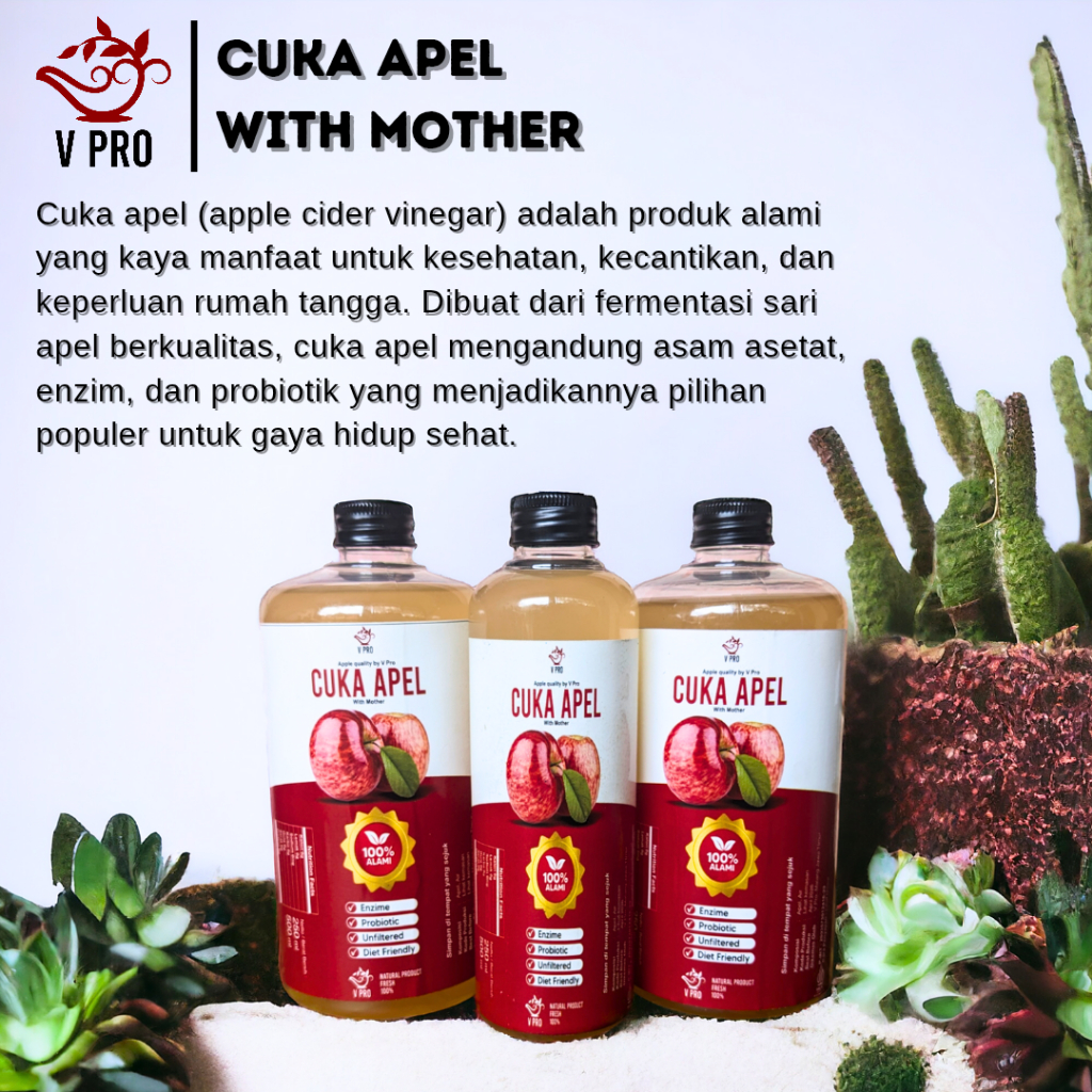 

Vpro - Cuka Apel Organik 500ML With Mother 100% ASLI