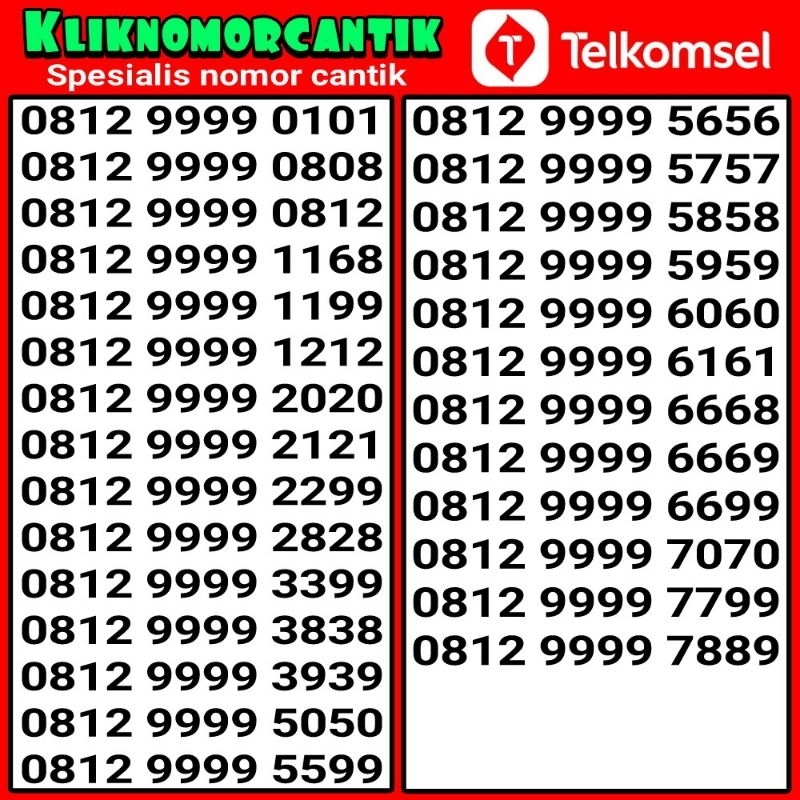 nomor cantik simpati support 4G&5G Telkomsel simpati seri 9999 A31