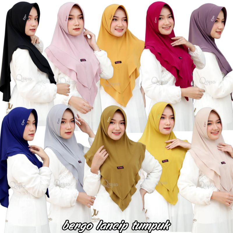 qeysa hijab / Bergo lancip tumpuk 144 qeysa / jilbab qeysa / jilbab polos