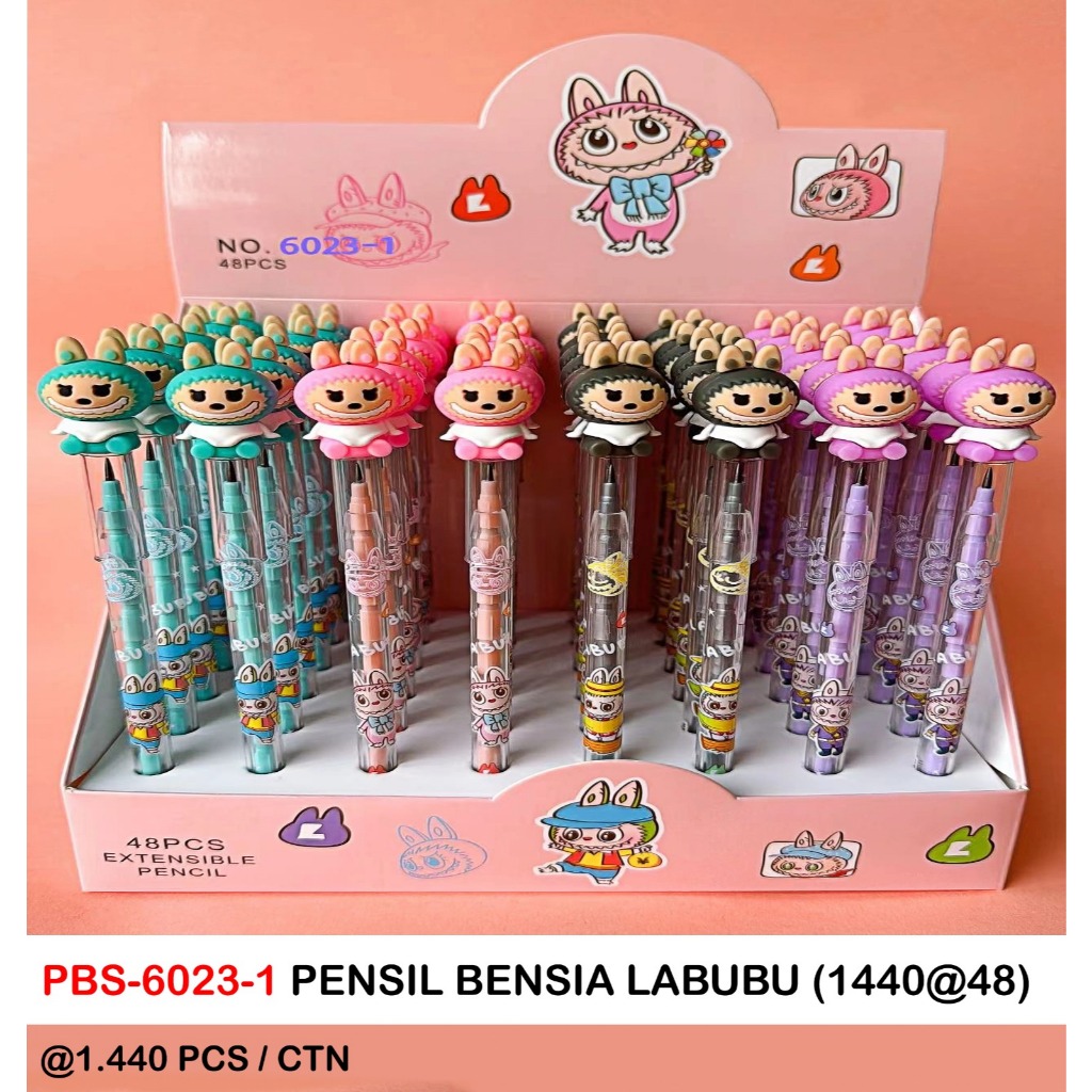 

Harga Grossir ( 6pcs mix ) Pensil Bensia karakter labubu