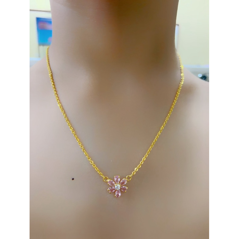 kalung nori + liontin bunga 4 gram emas muda