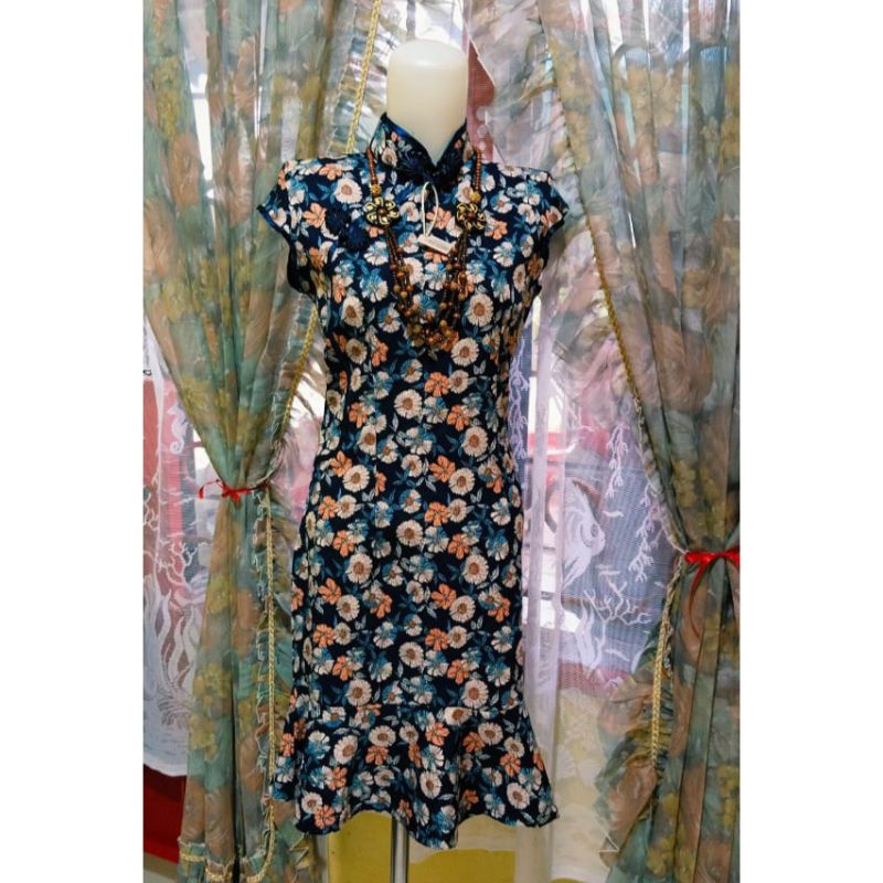 Cheongsam Dress Import BKK / Dress Gaun Pesta Cheong Sam Qi Bao Import Edisi Natal Imlek Kualitas Pr