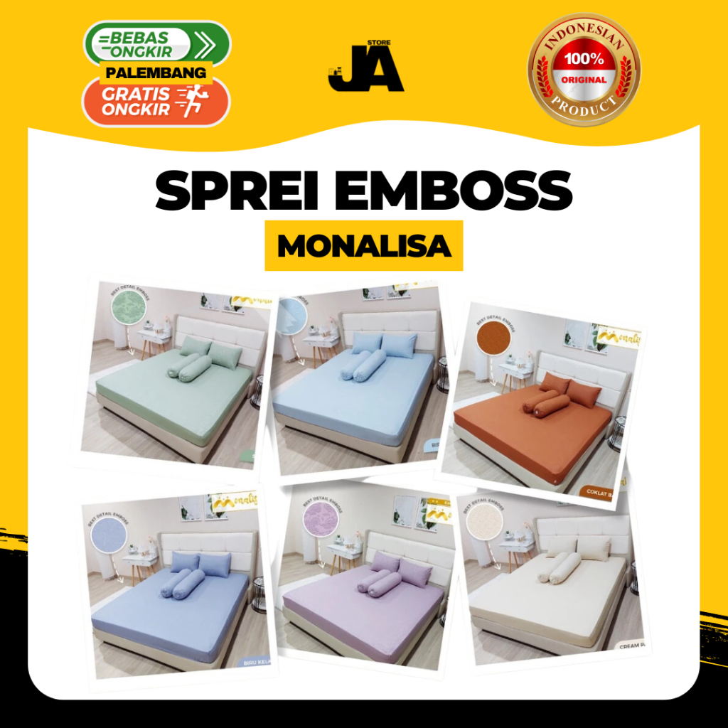 Sprei Kasur Emboss Ukuran Monalisa / Anti Geser / Kos kosan Rumah Kamar Murah Berkualitas