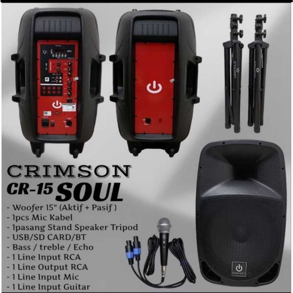 Paket lengkap speaker aktif pasiv Crimson 15" Soul
