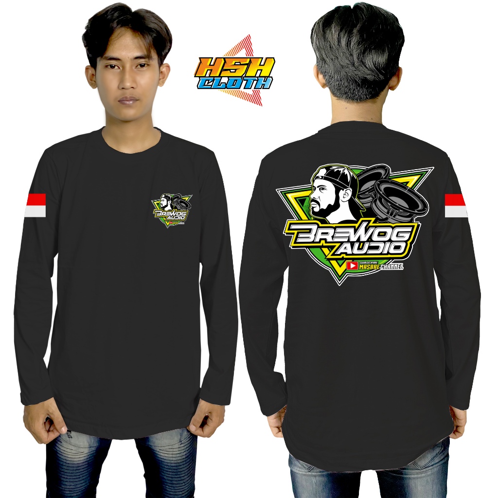 Baju Kaos Distro Lengan Panjang Sound System Audio Brewog Audio Bisa Custom - HSHCloth