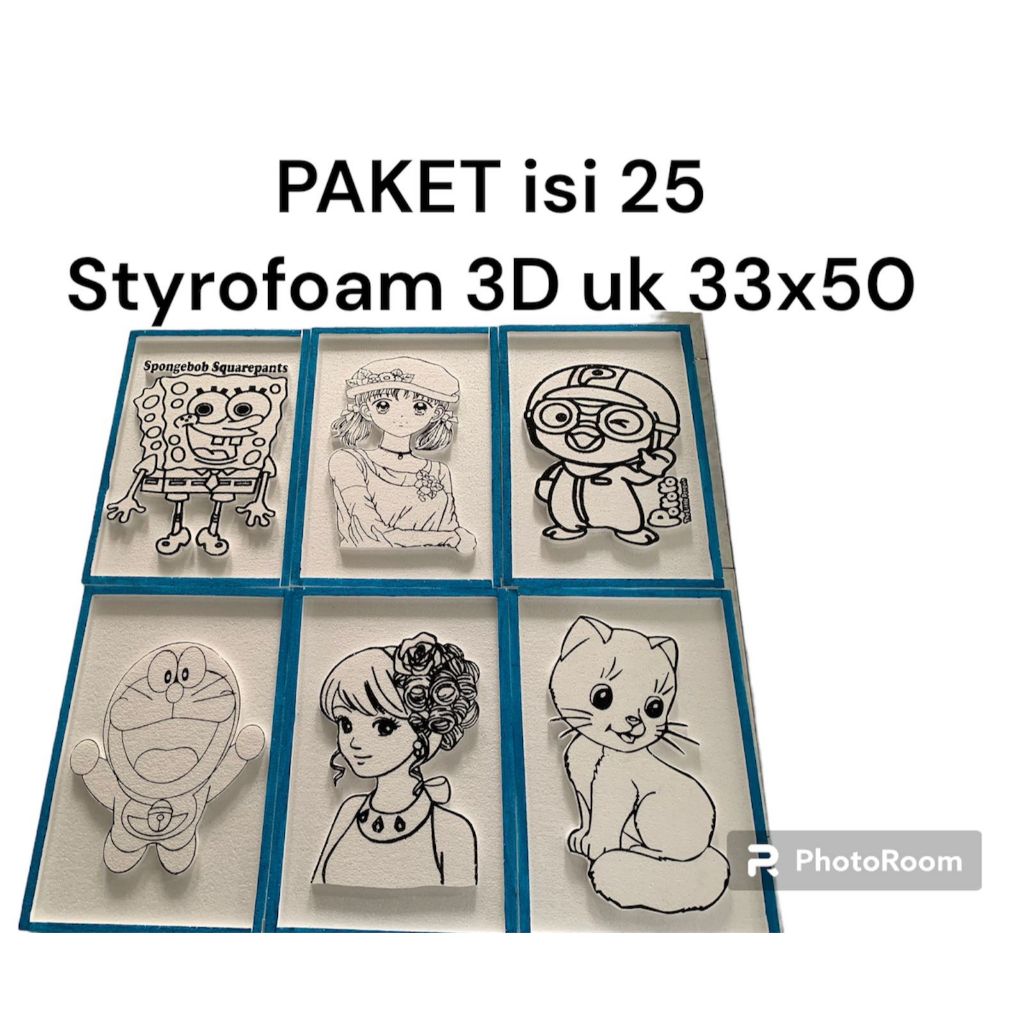 

HLC - (25 Pcs) Lukis Sterofoam 3D UK 33X50 / Styrofoam 3 Dimensi / Sterofoam Lukis Anak Timbul uk 33x50