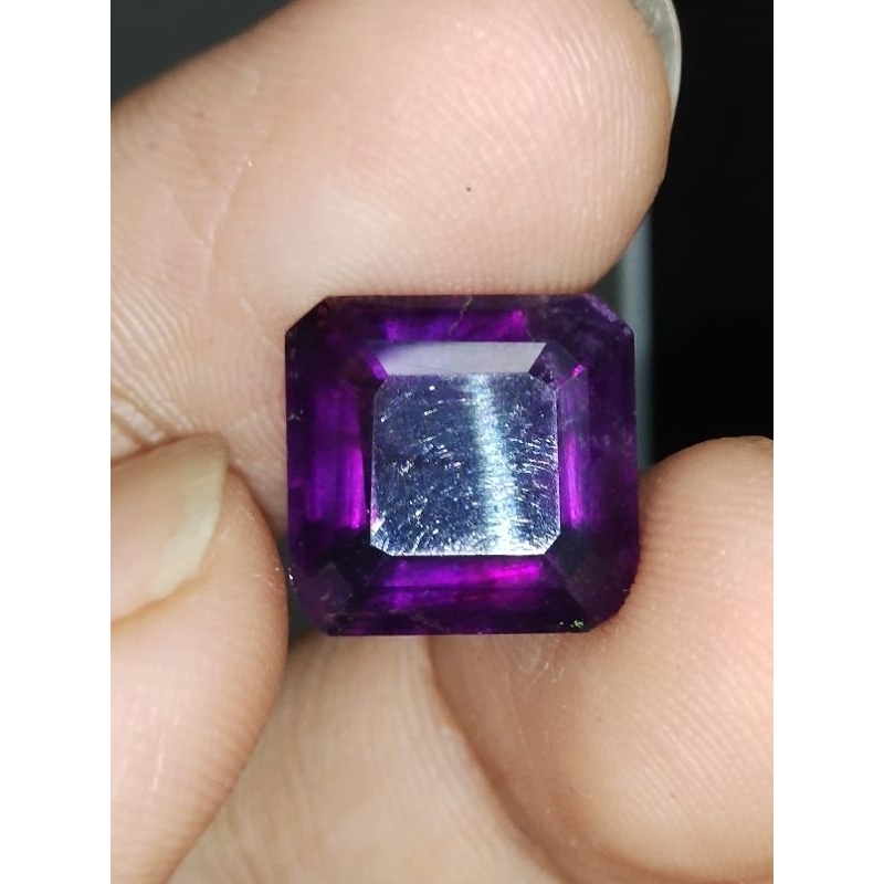 Natural Fluorite 11 x 11 x 7 mm 8.3 Ct Violetish Purple Ungu Langka Square Cutting Code 1639