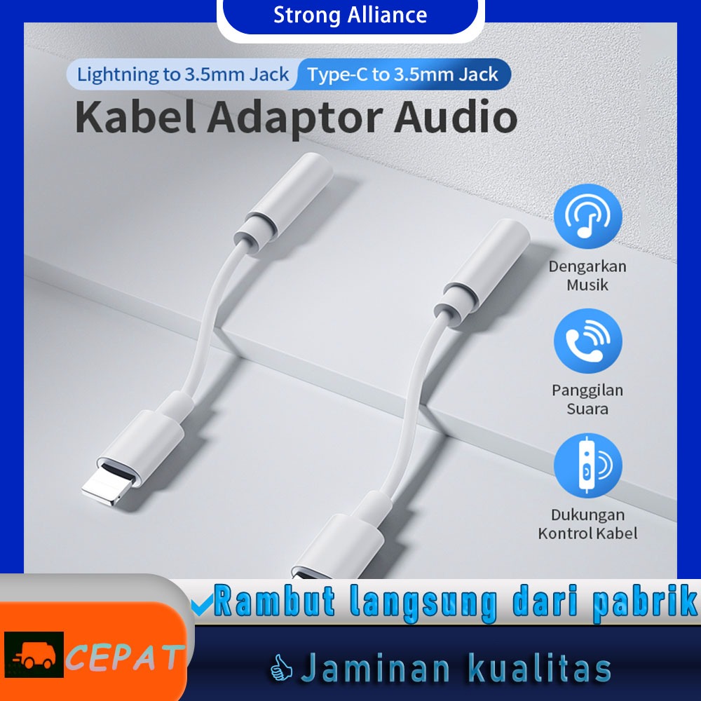 Splitter Type C iphone Lightning to Jack 3.5mm For Samsung Oppo Mi Realme Vivo Charging Audio