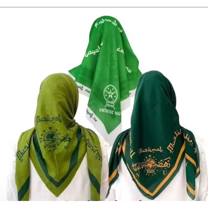 Hijab Segi Empat Motif MUSLIMAT NU Voal Printing Premium/Kerudung Segi 4 Laser Cut 110*110 Cm