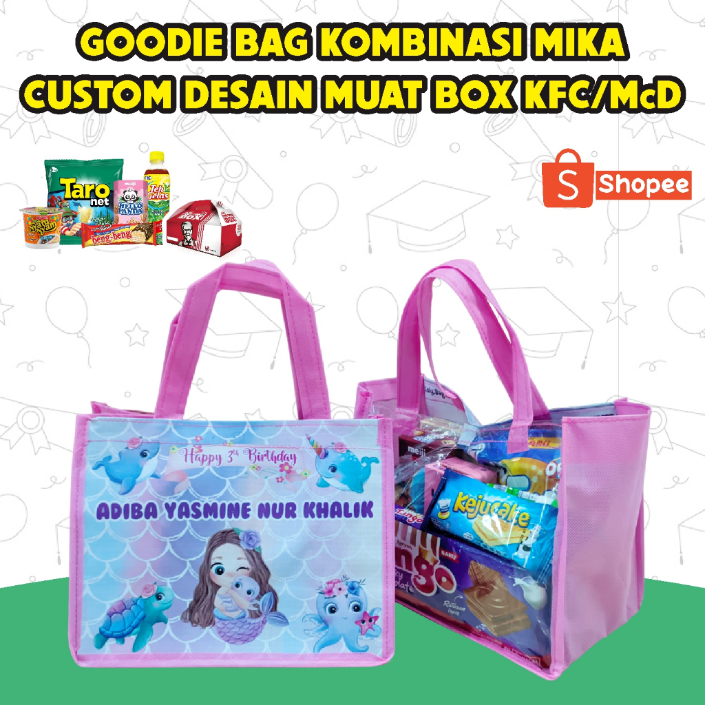 

Goodie Bag Kombinasi Mika / Tas Ultah / Tas ulang tahun custom / Goodie bag ultah