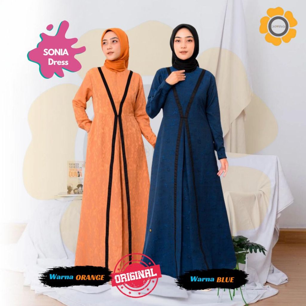 ENDOMODA - Dress Gamis Fashion Muslim Pakaian Muslim Wanita Bahan Jacquard Premium Busui Friendly En