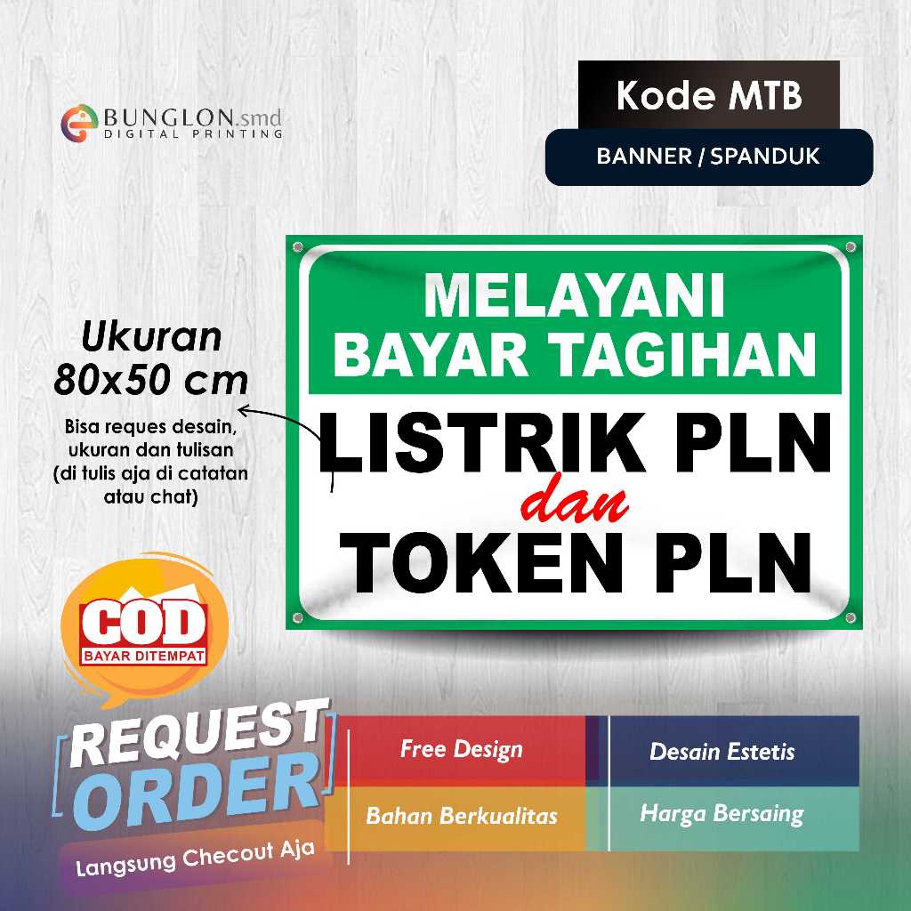 SPNDUK BANNER MELAYANI TAGIHAN LISTRIK PLN DAN TAGIHAN PLN KODE MTB HIJAU