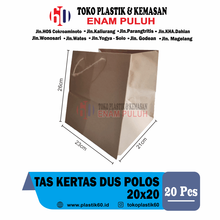 

paperbag paper bag tas kertas dus 20x20 brown kraft coklat Polos isi 20 Coklat Polos