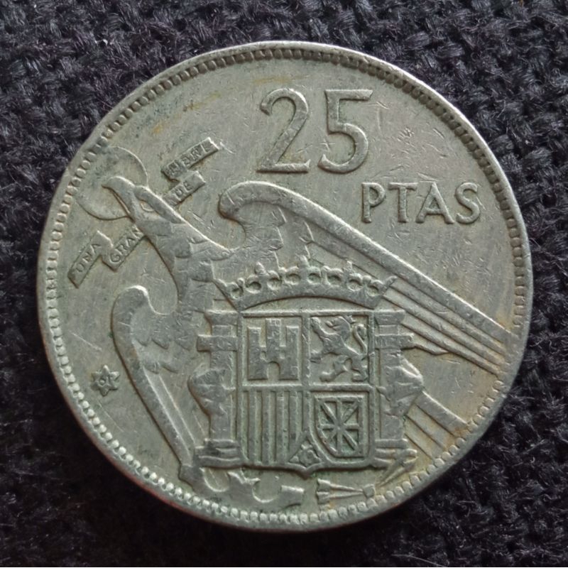 Koin Kuno Spanyol 25 Pesetas tahun 1957