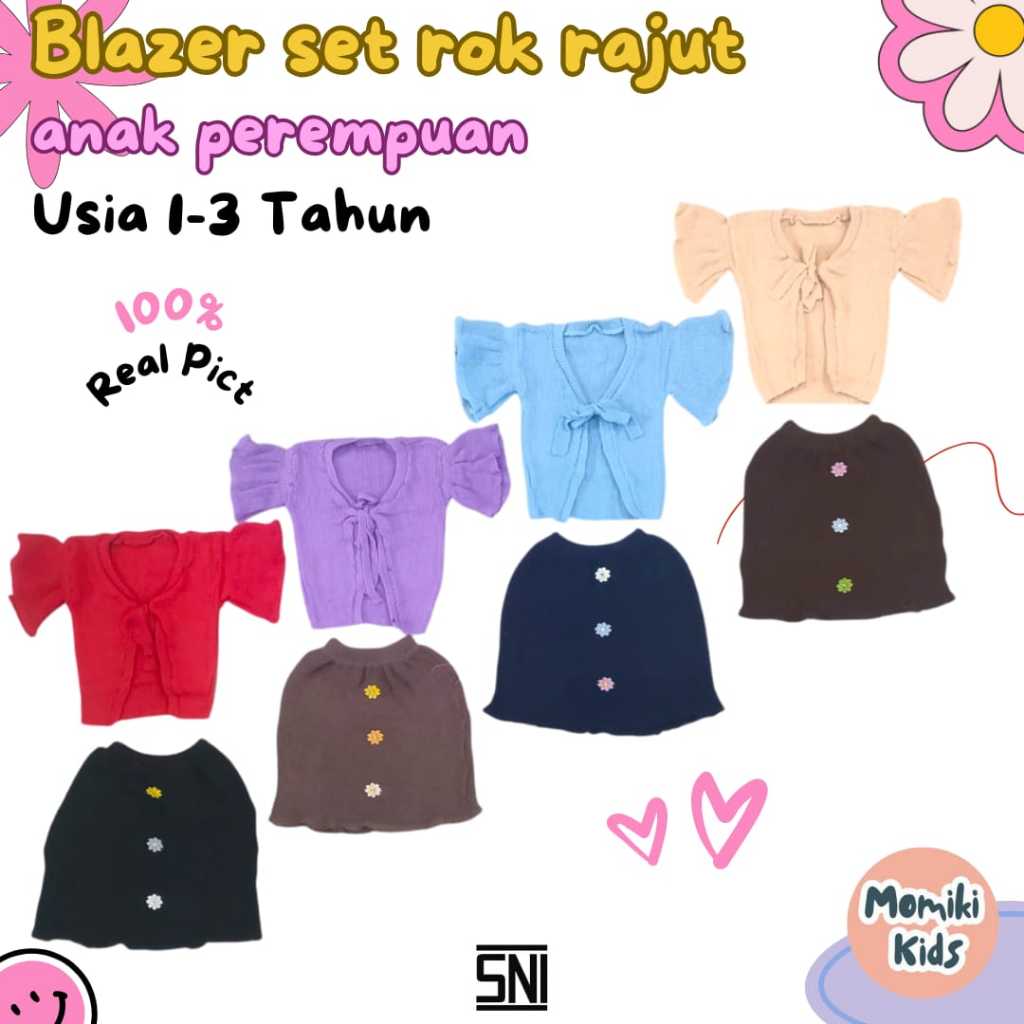 Blazer Set Rok Rajut Anak Perempuan Lucu Usia 1-3 Tahun