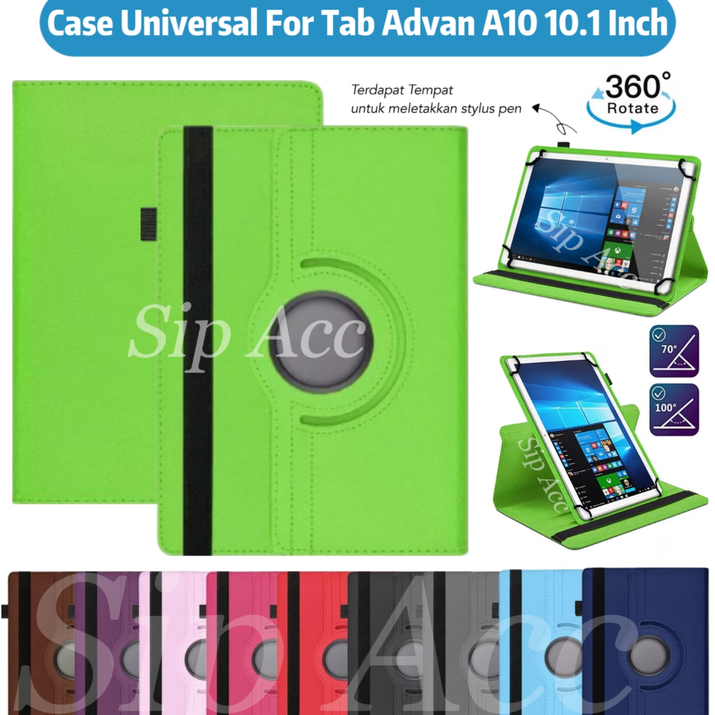 Case Advan Tab A10 | Advan Tab A10 | 10 Inch 10.1 Sarung Tablet Flip Cover Rotary Casing Stand Slot 