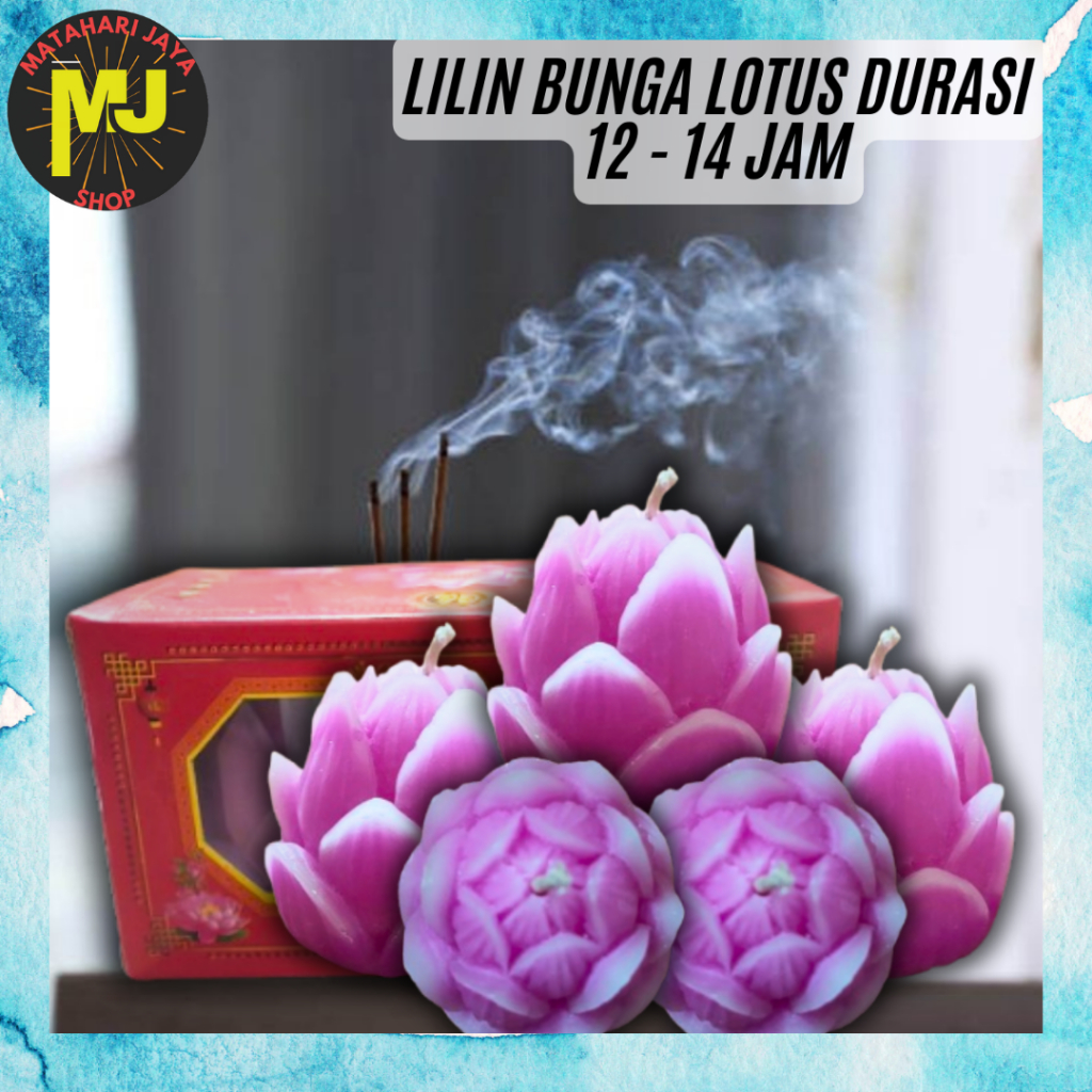 MJ Lilin Import Model Bunga Lotus Sepasang 12 Jam / Candle Lotus Pink 12-14 Jam