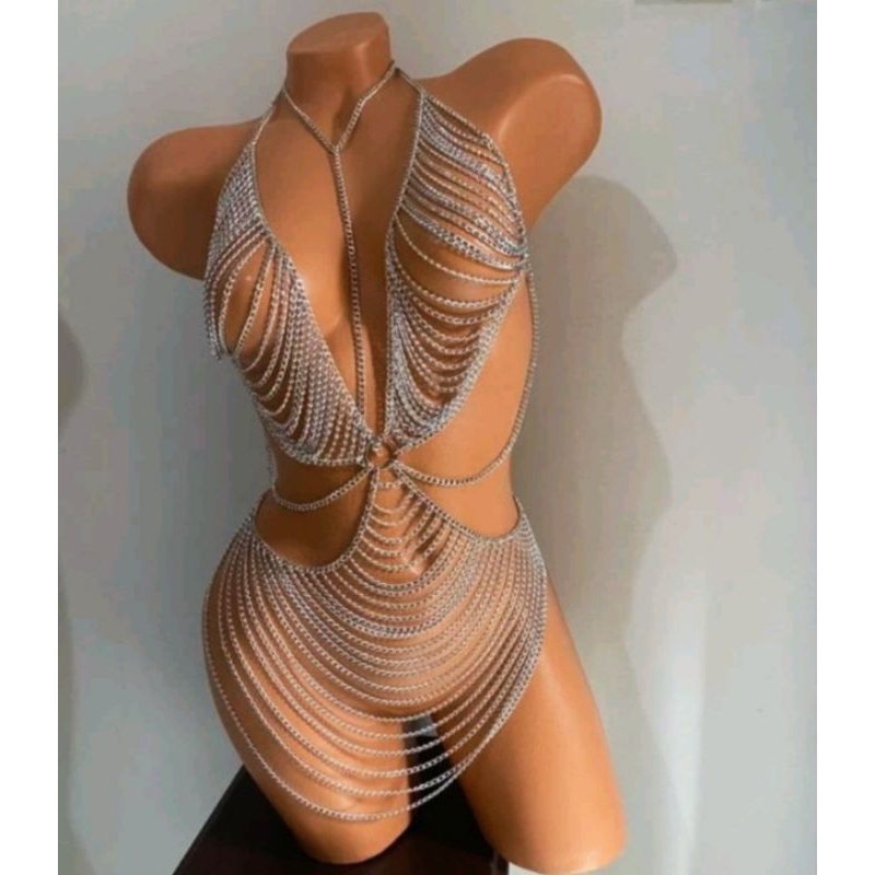 Sexy Body Chain Dress Cosplay Anime Rantai Lingerie