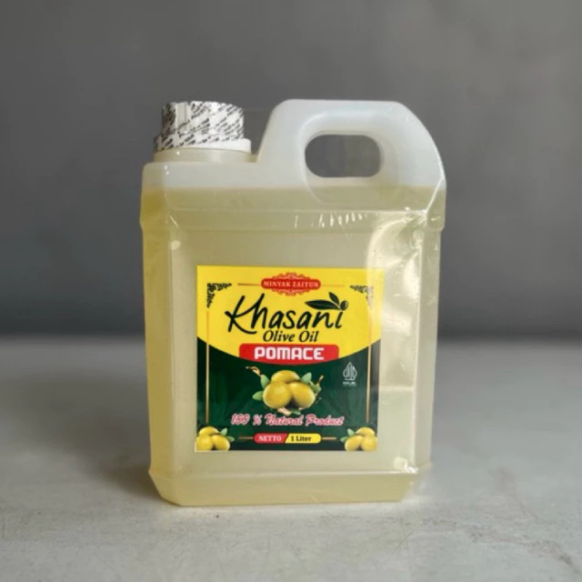 

Khasani Olive Oil Pomace 1 liter Minyak Zaitun untuk Salad Tambahan MPASI Minyak Goreng Sehat