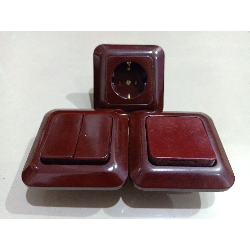 BJ - STOP KONTAK BROCO / SAKLAR ENGKEL BROCO / SAKLAR SERI BROCO WARNA MAHOGANY