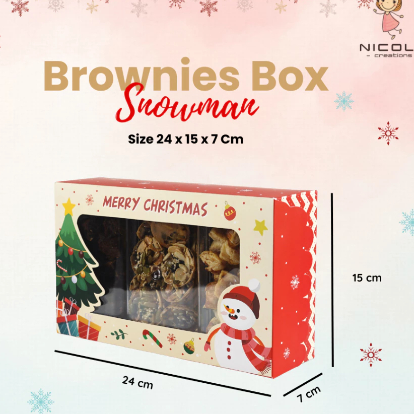 

Cake Box Brownies Natal Christmas Snowman (5pcs)