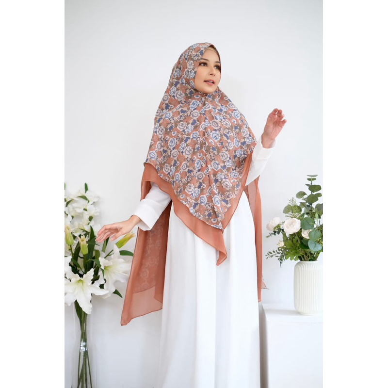 ALUNA HIJAB INSTANT MOTIF BUNGA KHIMAR KERUDUNG SYARI JILBAB JUMBO 2 LAYER