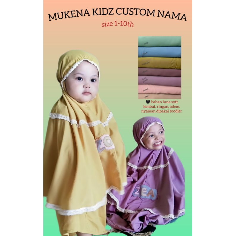 Mukena Kidz Custom Nama Anak / mukena anak / mukena anak murah / mukena anak custom nama / mukena an