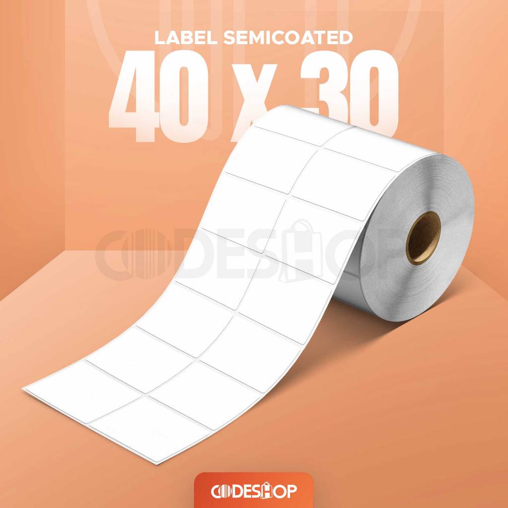 

Label Stiker Semicoated 40x30 mm Codeshop 2 Line isi 2500 Pcs Semicoat Roll Print Barcode Barang